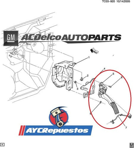 Pedalera Acelerador Silverado Tahoe Original