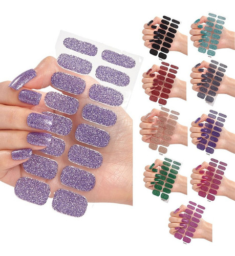 8 Hojas De Pegatinas De Gel Para Uñas, Tiras De Esmalte De U