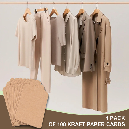 Paquete De 100 Tarjetas Rústicas De Papel Kraft Festoneado D