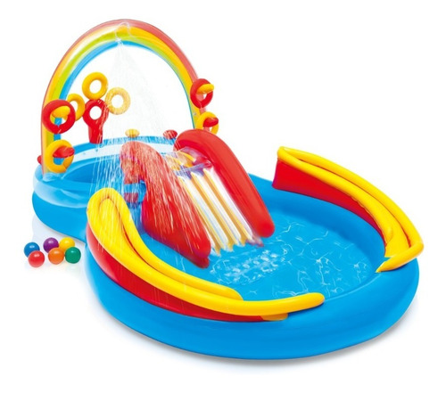 Pileta Tobogan Inflable De Rainbow Infantil Playcenter Intex