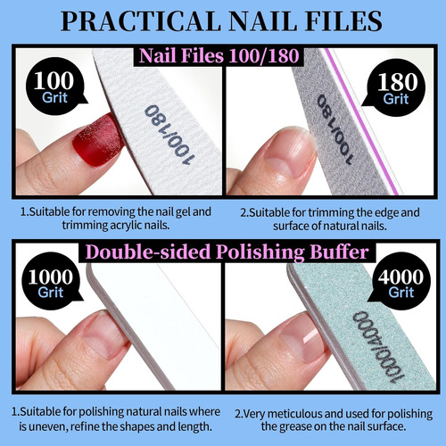 Fandamei Juego De Manicura, Herramientas De Uñas, Limas De U