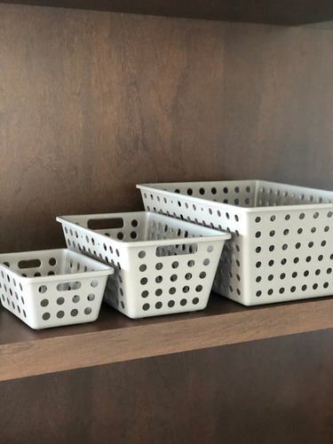 Canasto Caja Organizador Plastico Acanalado Mediano Coza