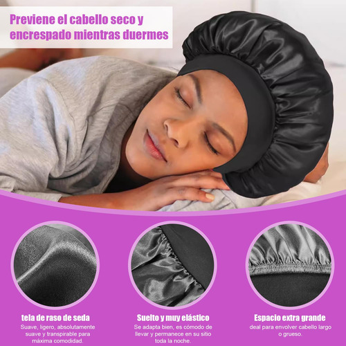 3 Gorros De Dormir De Satén Ajustables, Reutilizables, For