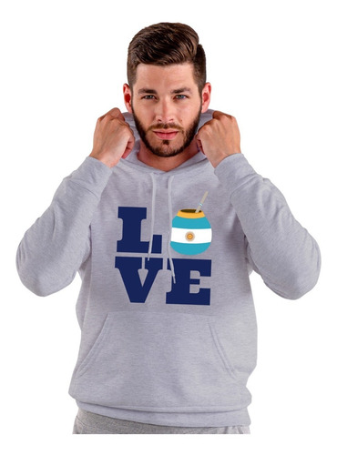 Imagen 2 de 6 de Buzo Gris Love Argentina Paises Ciudades Hombre Mujer Niños