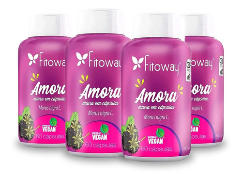 4x Amora Miura Inove Nutrition 60 Caps + Porta Cápsula