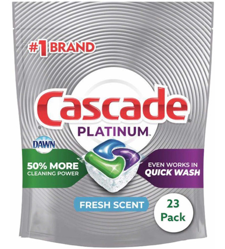 Cascade Platinum 23 Piezas Detergente Lavavajillas
