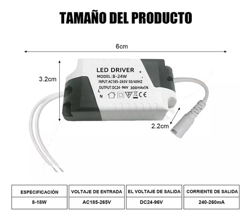 Balastra Transformador Driver Para Lampara Led 8-24w 4piezas