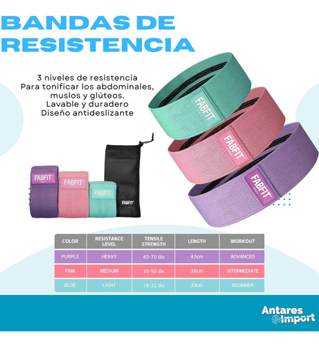 Bandas De Resistencia Set 3 Niveles 