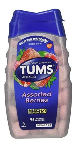 Antiacido Tums 96 Tabletas 750 Mg Sabor Moras Surtidas