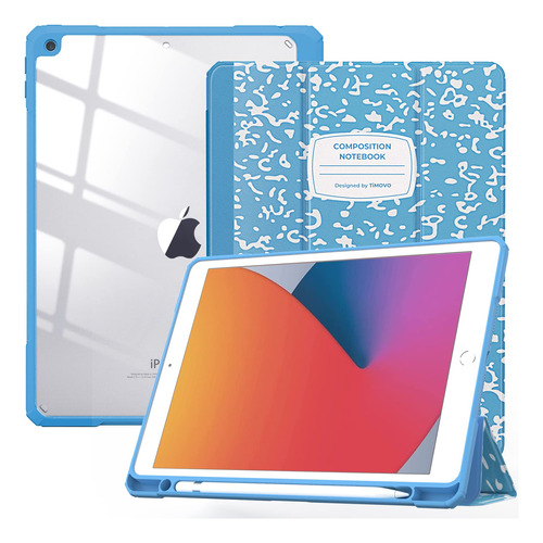 Funda Para iPad 9ª Gen 10.2  Soporte Lapiz Azul Libreta