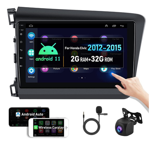 Para Autoestéreo Carplay Android 11 Honda Civic 2012-2015