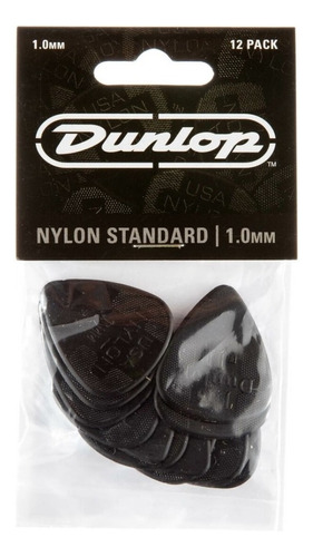 Kit 12 Palhetas Dunlop Nylon Standard 1.00mm 44p Made Usa Cor Preto