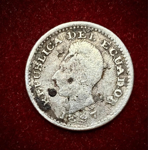 Moneda 1/2 Décimo De Sucre Ecuador 1897 Plata 0.900 Km 55