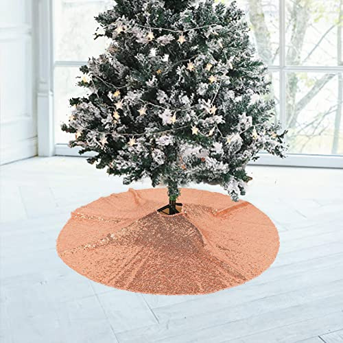 Falda De Arbol De Navidad De Lentejuelas Color Cobre 60cm