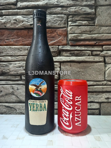 Yerbera Fernet Botella + Lata De Coca Azucarera