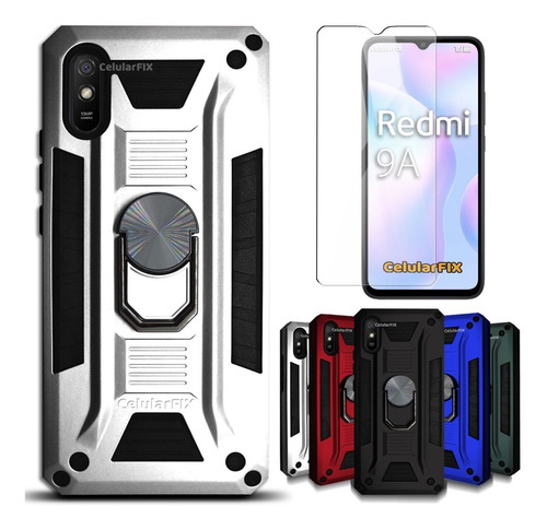 Funda P/ Xiaomi Redmi 9a, Uso Rudo Con Anillo Sujetador