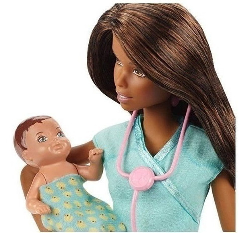 Imagem 2 de 9 de Barbie Profissões Pediatra Negra Com 2 Bebês Mattel Ms Sj