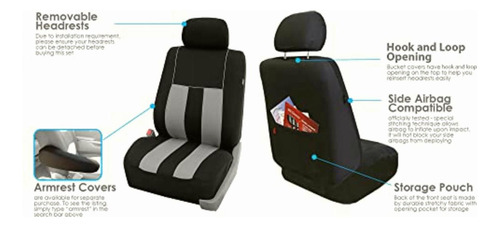 Fh Group Fh-fb036217 Striking Striped Seat Covers Gray/black