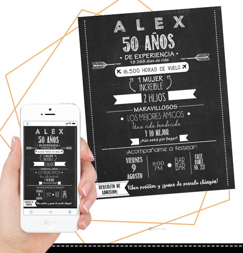 Invitacion Hombre 50 Años / 30 Años / 40 Años Personalizada