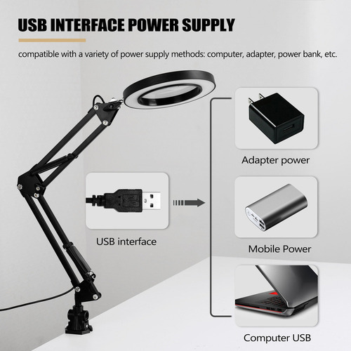 Lupa Usb 5x Lupa De Escritorio De La Lámpara De Lupa Led De