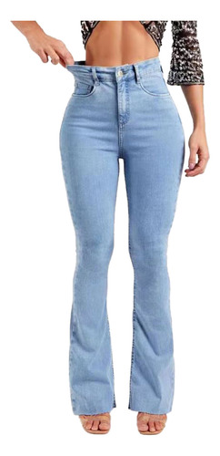 Pantalon Vaqueros Acampanado Colombiano De Dama Con Stretch