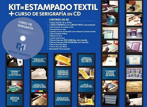 Kit De Estampado Textil Y Curso De Serigrafia En Dvd