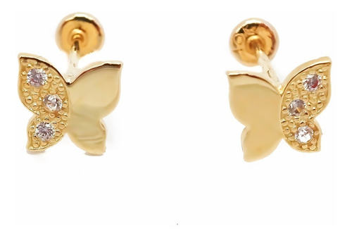 Amor Eterno - Broqueles Mariposita / Aretes / Oro Sólido 10k
