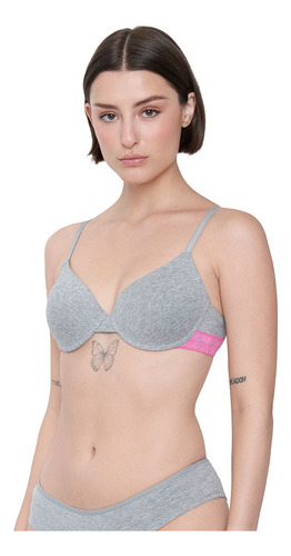 Sostén Mujer Cotton Copa B Gris Melange Corona