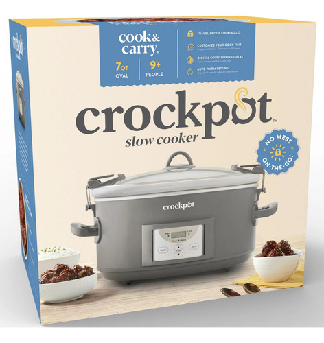 Olla De Lenta Cocción Programable Crock Pot De 6.6 Litros Color Gris