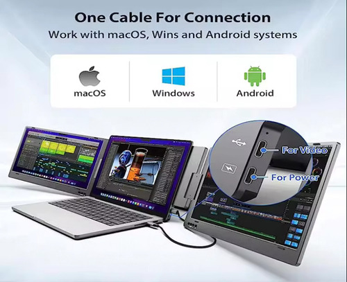 Extensor Monitor Doble Pantalla 14 Macbook+teclado Bluetooth