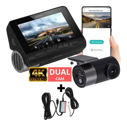 Camera Veicular Automotiva Xiaomi 70mai A800 + Cabo Bateria