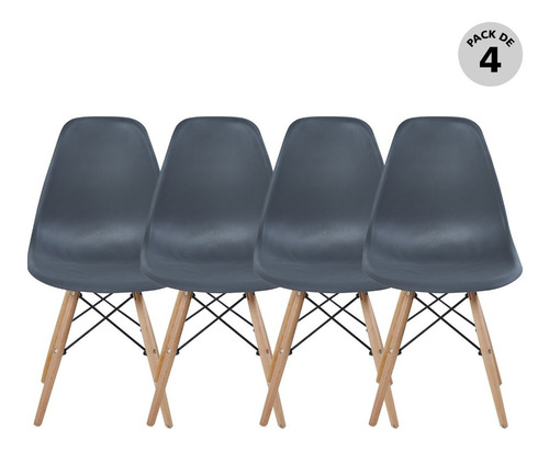 Set De 4 Sillas Modernas Eames Varios Colores Begônia