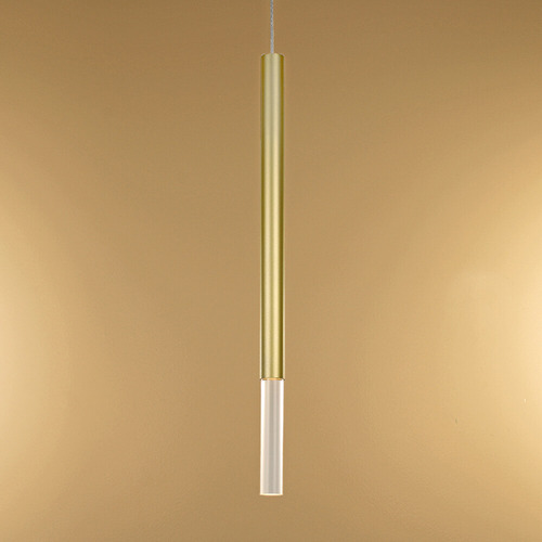 Pendente Tubo 40xø2,5cm Alumínio E Acrílico Dourado Pd1814