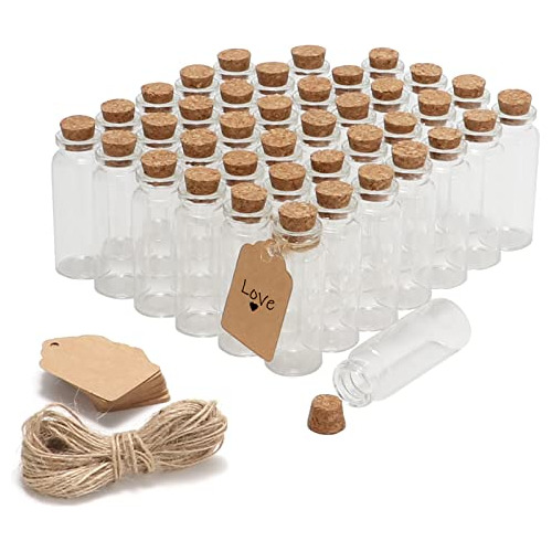 50 Piezas De Mini Botellas De Vidrio De 20 Ml Tapones D...