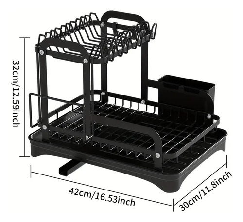 Escurridor Para Platos 2 Niveles Con 360° Drenaje Dutomático
