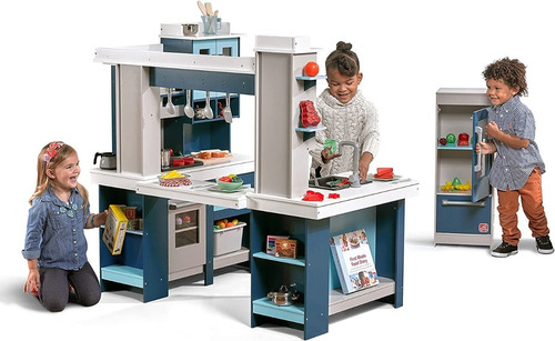Juego De Cocina De Madera; Azul