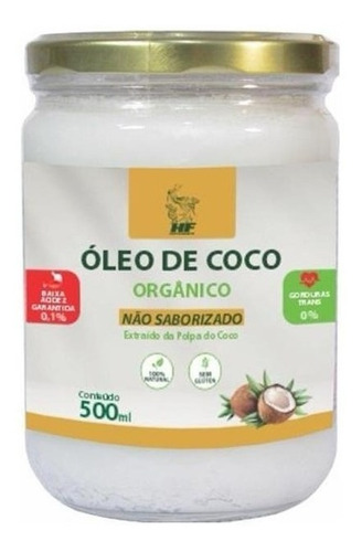 Imagem 2 de 4 de 3x Oleo De Coco 500ml Orgânico Sem Sabor Sem Cheiro Hf Supl