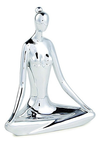 Escultura Yoga Prata Em Porcelana 12169