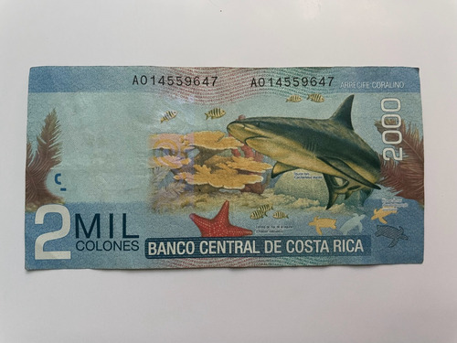 Billete Costa Rica 2mil Colones 2009 - Fauna Marina