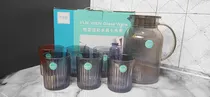 Comprar Juego De Cristalería Jarra Y Vasos Negro Tornasolado
