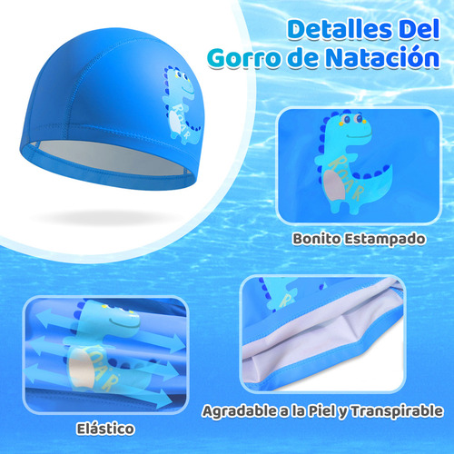 Kit Gafas Goggles Natación Para Niños Anti-vaho Uv Y Diadema Color Azul/blanco