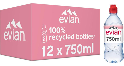 Kit Água Mineral S/ Gás Francesa Evian Pet 750ml C/12un