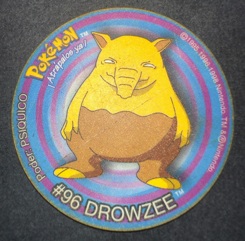 Taps Pokemon De Frito Lay - #96 Drowzee - 1998 Original