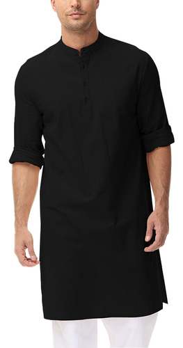 Camisas, Bata Kurta India De Algodón Y Lino, Bata Larga Para