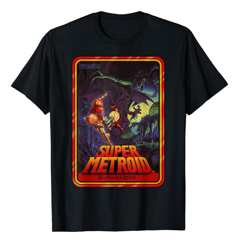 Polera Gráfica Estilo Póster Nintendo Super Metroid Kanji