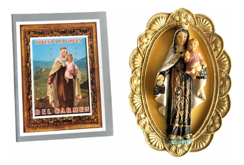 Virgen Del Carmen En Porcelana - Placa 14cm + Novena