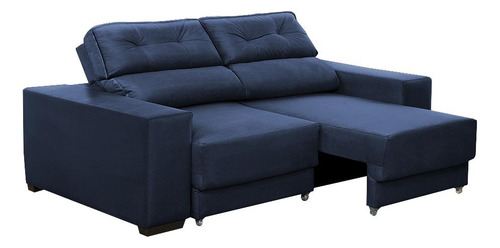 Sofá Retrátil E Reclinável 3 Lugares 1,80m Rubia Suede Azul