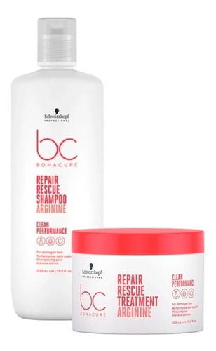 Schwarzkopf Repair Rescue Bc Clean Shampoo 1l+ Máscara 500ml