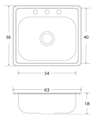 Imagen 5 de 10 de Fregadero Cocina Empotrar 1 Tina Eb 63x56x18 C300