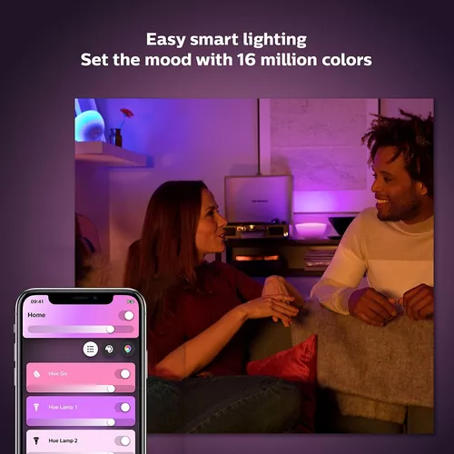 Philips Hue - Lámpara de mesa inteligente Hue Go, Luz Blanca y de